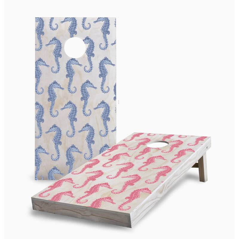 Seahorse Cornhole Game (Choose Wraps or Boards) - 2x4 Boards (24" x 48") - Include Hole + Edge Lights