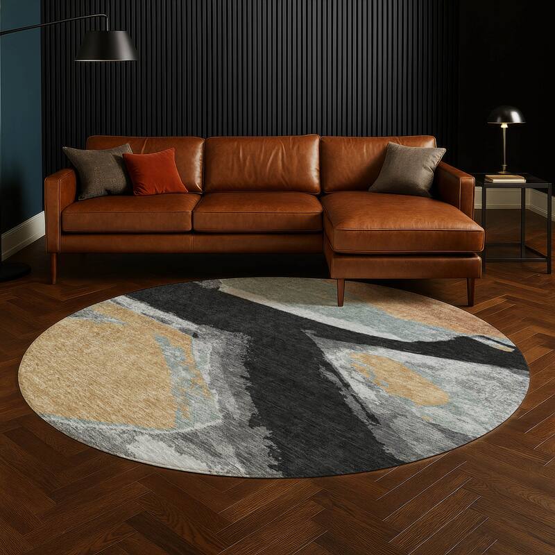 Machine Washable Indoor/ Outdoor Modern Cheney Chantille Rug