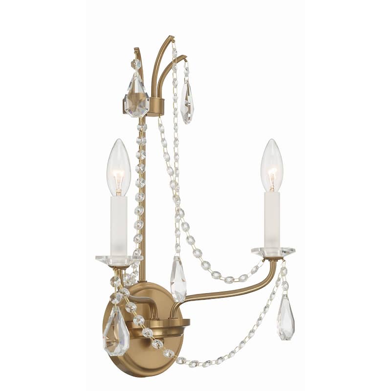 Karrington 2 Light Aged Brass Wall Mount - 12.5"W x 18.5"H x 6.75"D