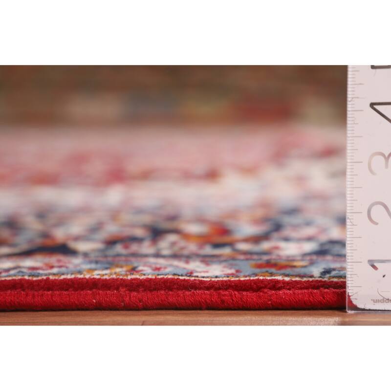 Traditional Kashan Turkish Rug Machine-Made Bedroom Red Carpet - 9'9" x 12'10"