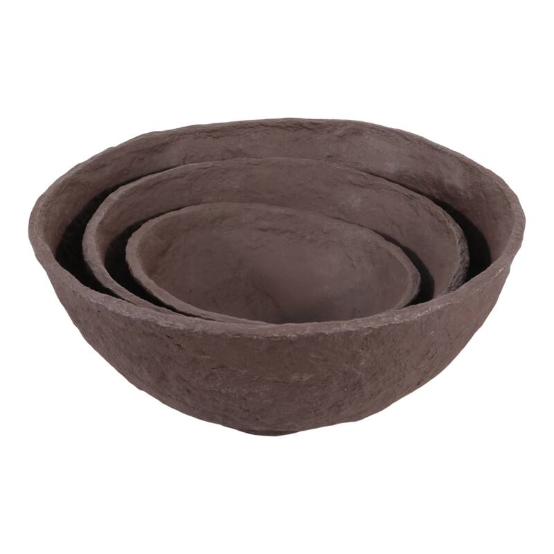 Pottery Paper Mache Bowls Handcrafted Unique Texture (Set of 3)