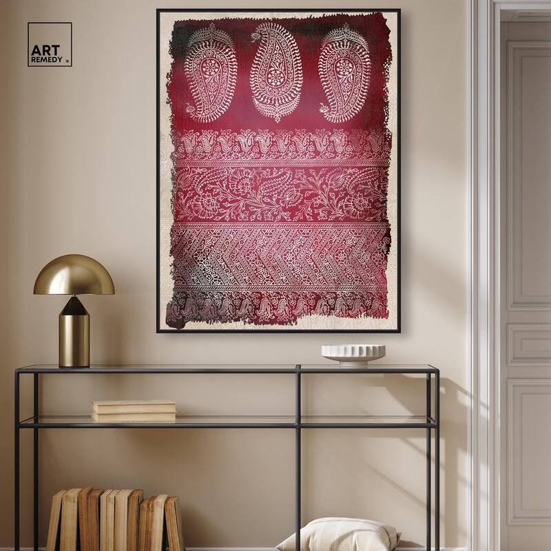Burgundy Stamps Canvas by Art Remedy