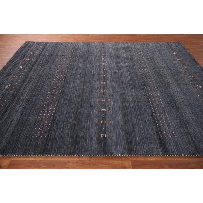 Striped Gabbeh Oriental Area Rug Handmade Wool Carpet - 8'0" x 9'9"