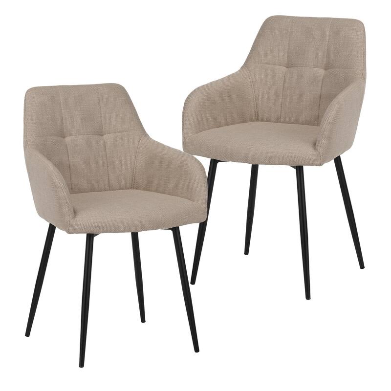 Beige dining chair 2-piece set, modern padded kitchen chairs with backrest and wide seat, suitable for small spaces - Beige