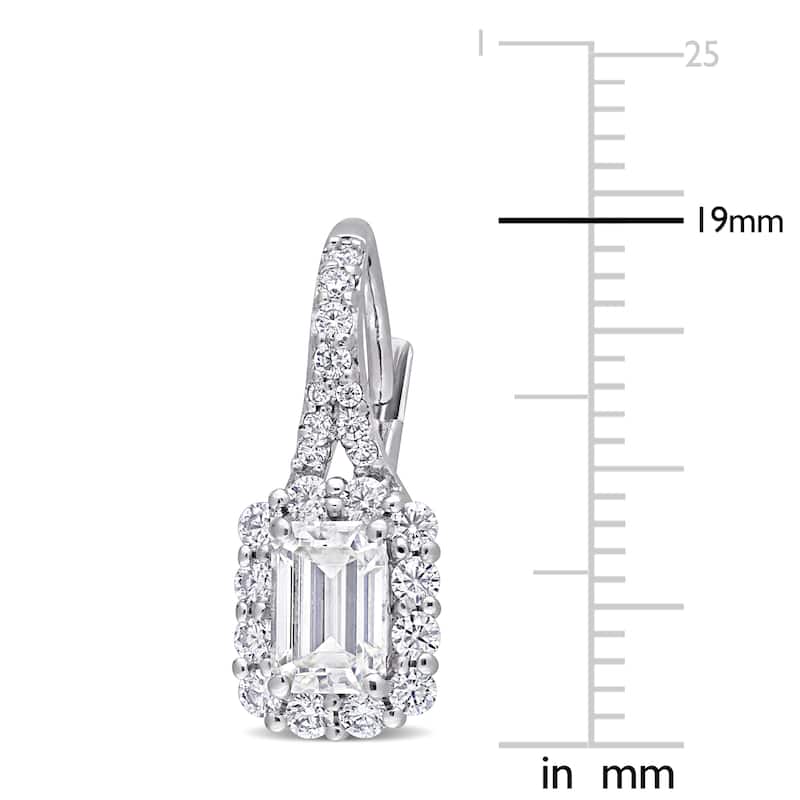 Miadora 1 5/8ct DEW Octagon-cut Moissanite Halo Drop Leverback Earrings in Sterling Silver