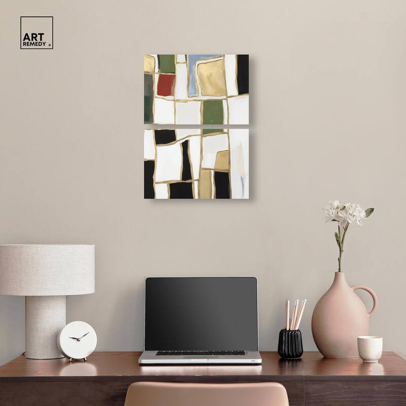 Kiss in Abstraction Canvas Set of 2 by Art Remedy, Gallery Wrapped