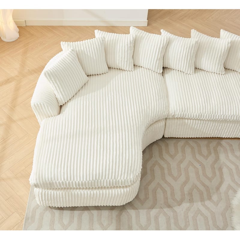 127"Corduroy L-Shaped Sectional Sofa with High-Resilience Foam, 10 Back Cushions, and No Assembly Required