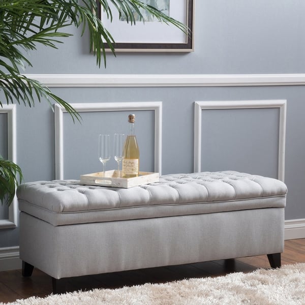 slide 1 of 49, Hastings Tufted Storage Ottoman Bench by Christopher Knight Home Light Grey