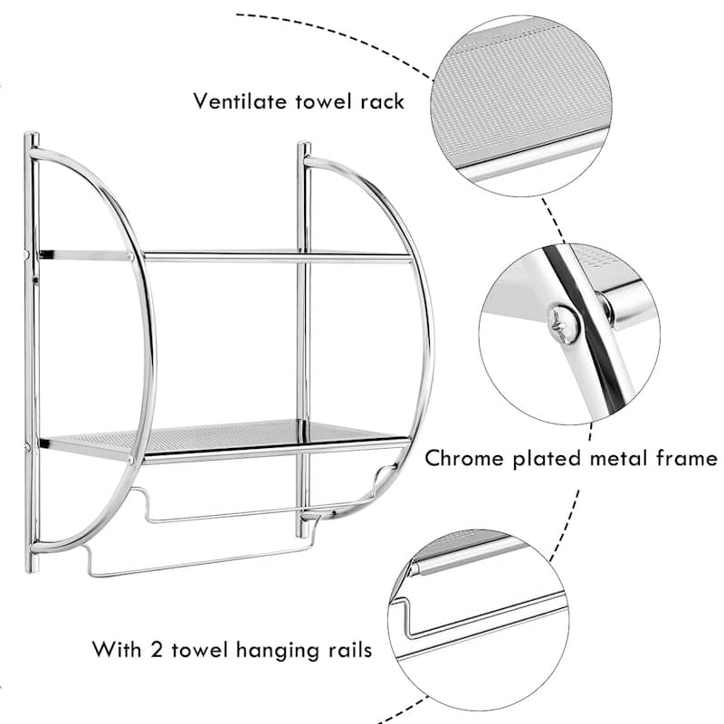 Gymax Wall Mount Shower Organizer Holder 2-Tier Bathroom Rack Storage