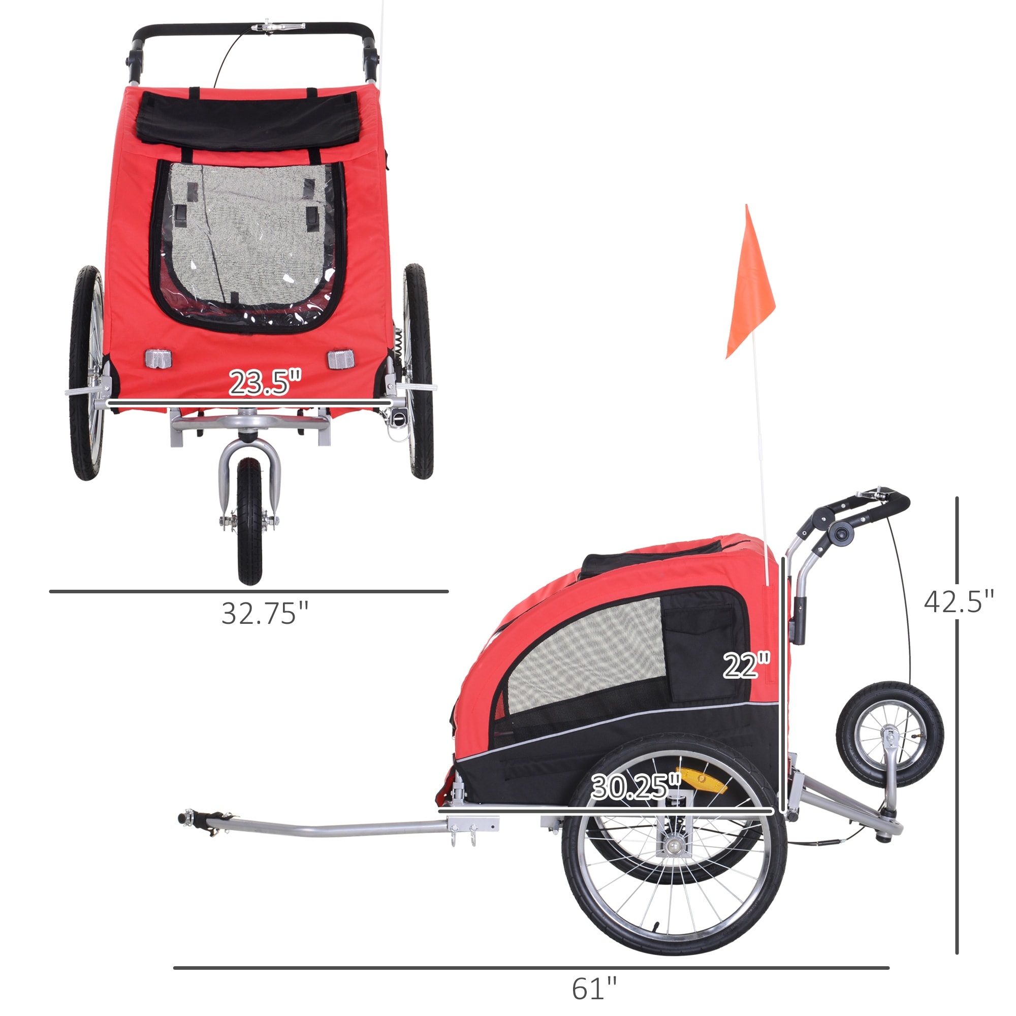 Aosom elite ii pet dog bike trailer stroller suspension deals