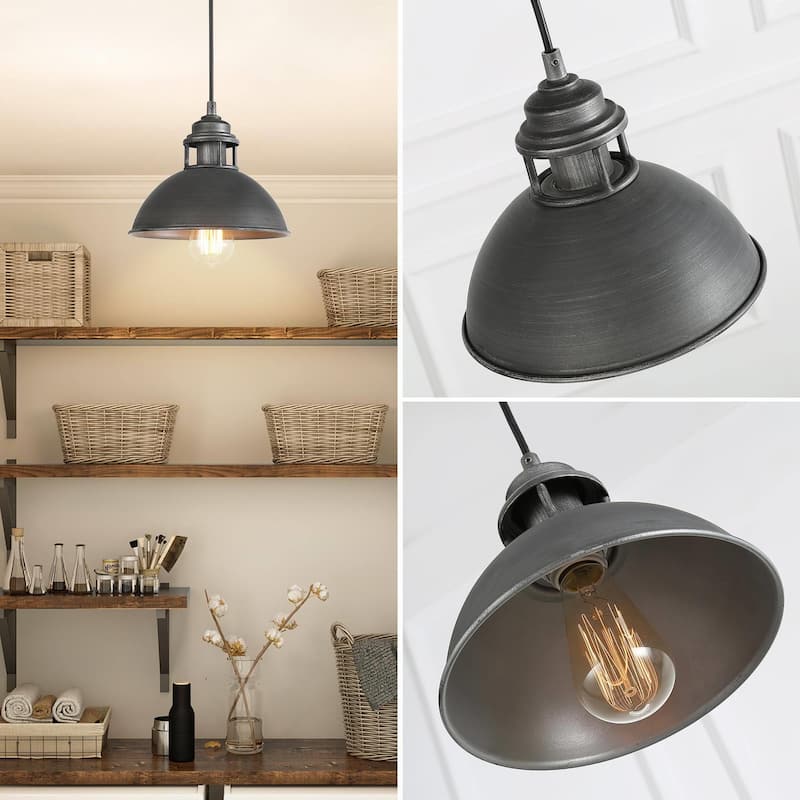 The Gray Barn Farmhouse 1-Light Dome Pendant Industrial Island Lights - D9" x H7.3"