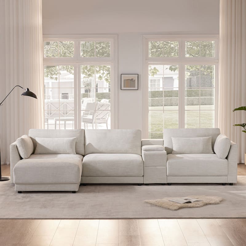 Modern L-Shaped Modular Sectional Sofa with Storage Console and USB Charging by Harper & Bright Designs