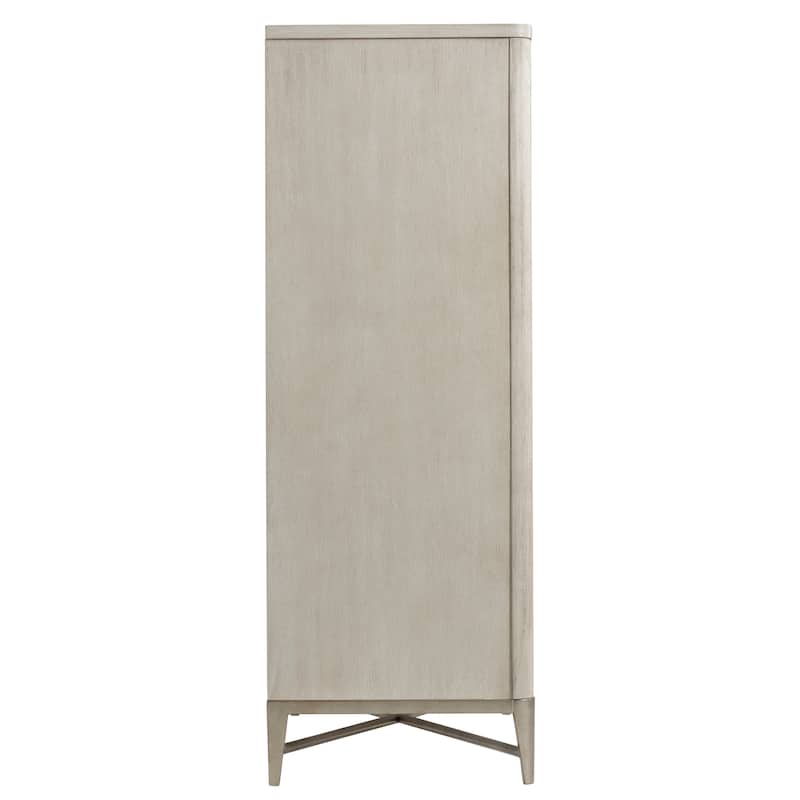 Roundhill Furniture Mantalia Solid Wood 5-Drawer Chest with Metal Frame, Champagne