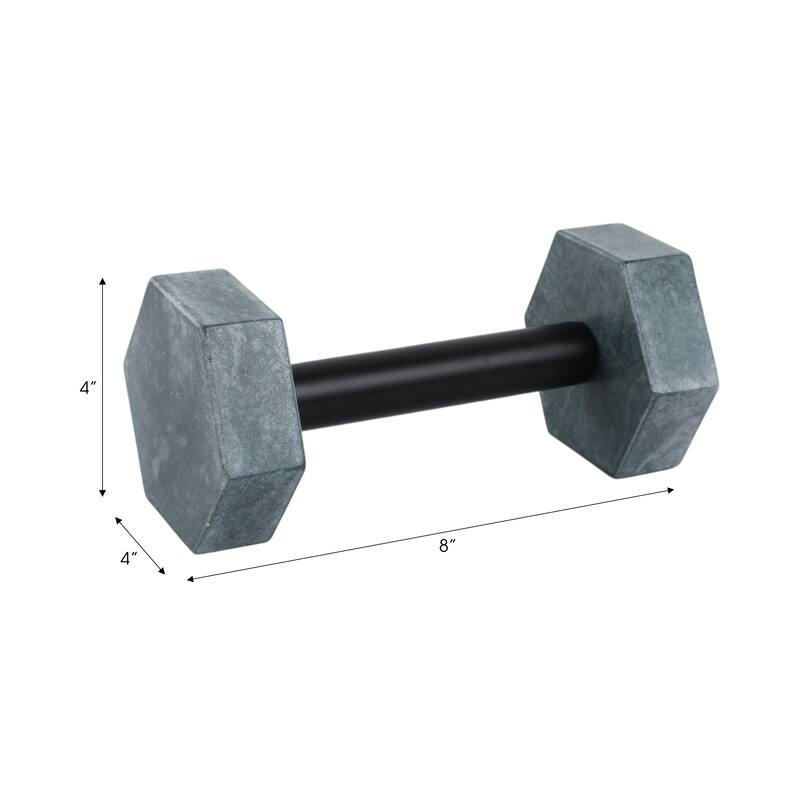 Marble Stone Decorative Figurine Dumbbell Shape Accent - 4" Green - 8" x 4" x 4"