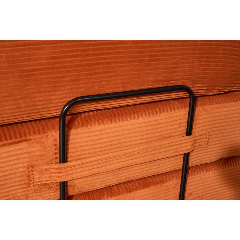 Convertible Corduroy Sleeper Sofa Bed, 4-in-1 Folding Mattress Couch with Cylindrical Pillow & Fixed-Shape Frame, No-Assembly