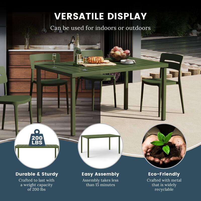 Frond and Form 59 Inch By 35.4 Inch Outdoor Steel Rectangular Dining Table