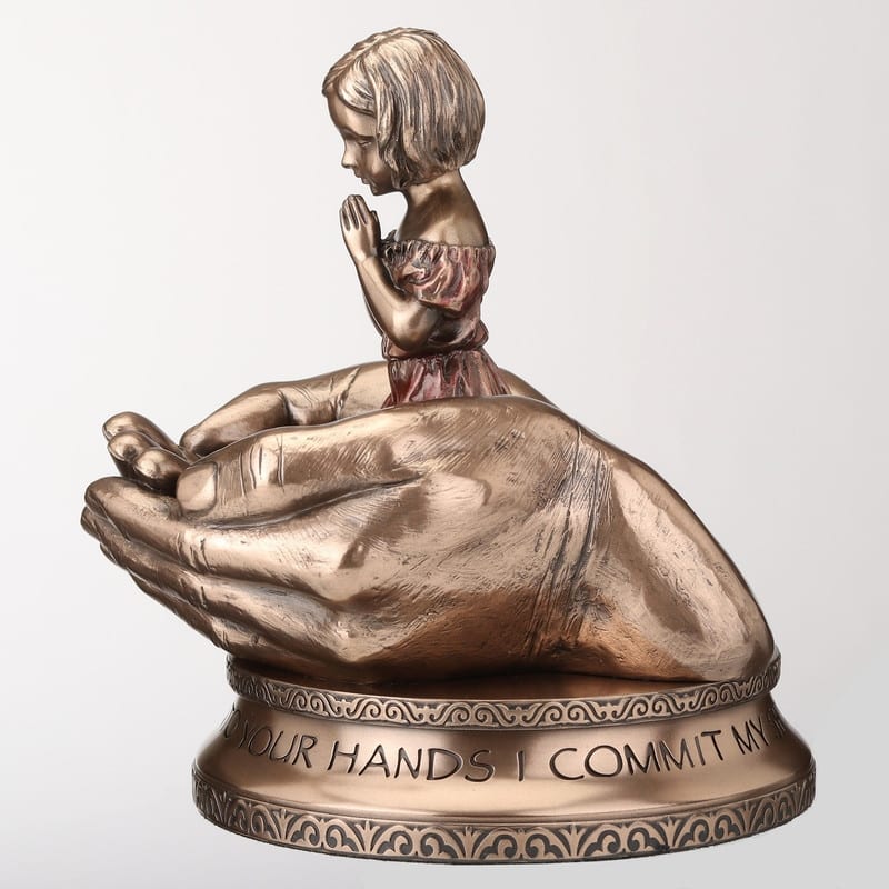 5.71 inches Height Cold Cast Bronze Little Girl Kneeling Prayer Into Bronze Finish Figurine