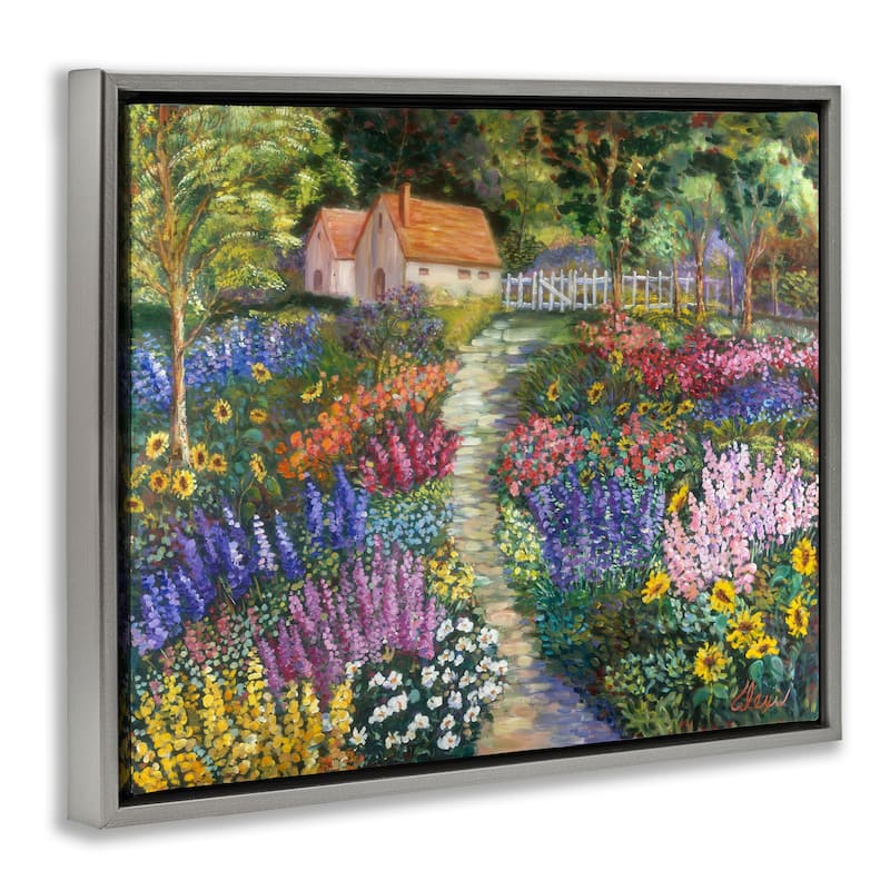 Stupell Floral Cottage Gardens Framed Floater Canvas Wall Art Design by Alexi Fine