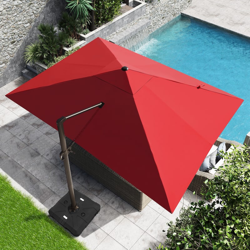 10 x 13 FT Outdoor Shade Canopy Patio Cantilever Offset Umbrella with Base