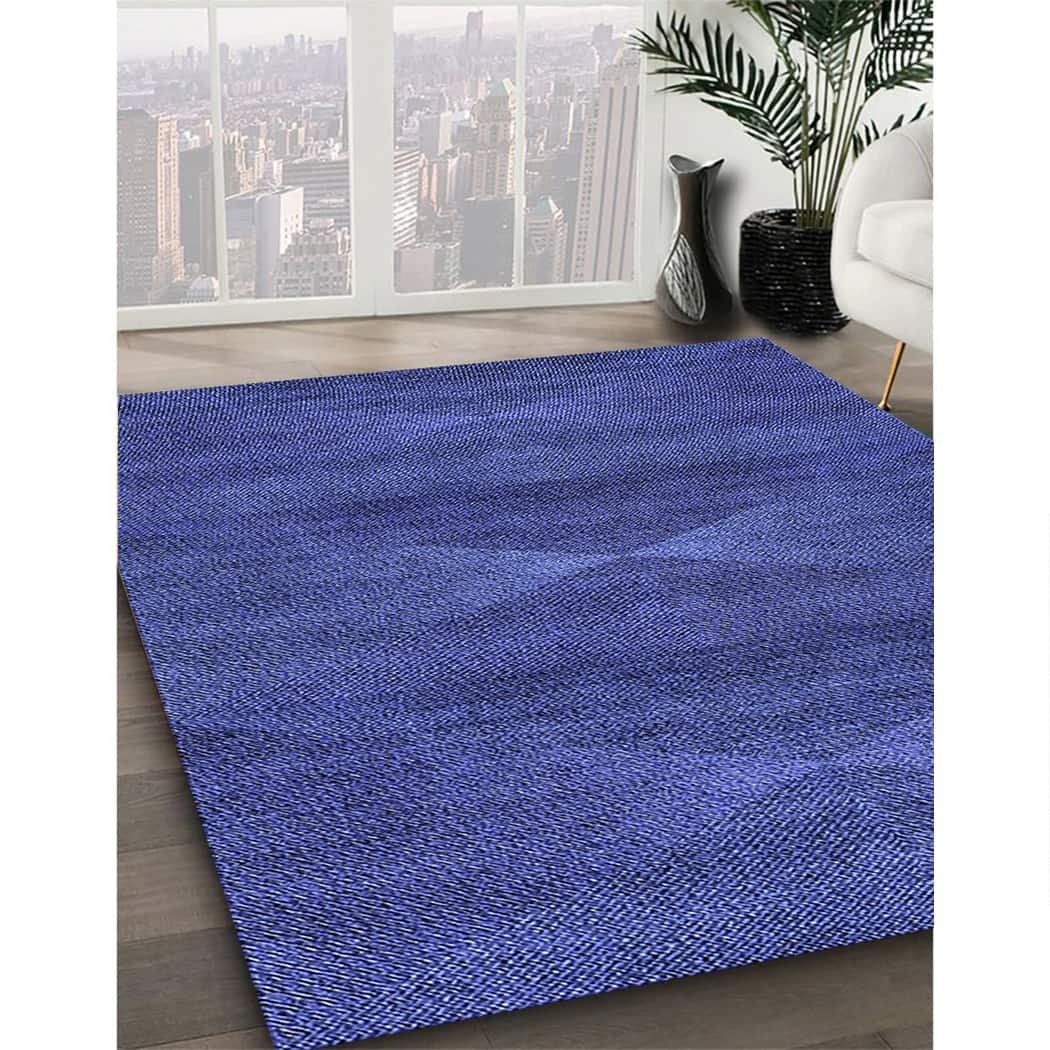 Ahgly Company Machine Washable Transitional Cobalt Blue Area Rugs Bed