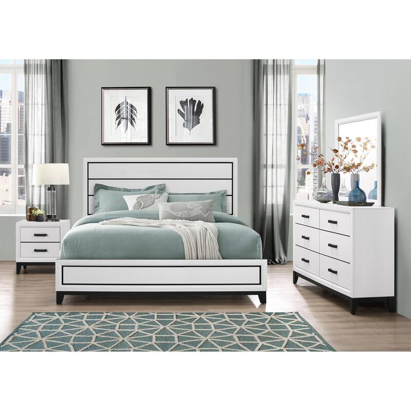 Modern 2-Drawer Nightstand with Kennin Center Glide, Grey Foil Finish and Black Hardware