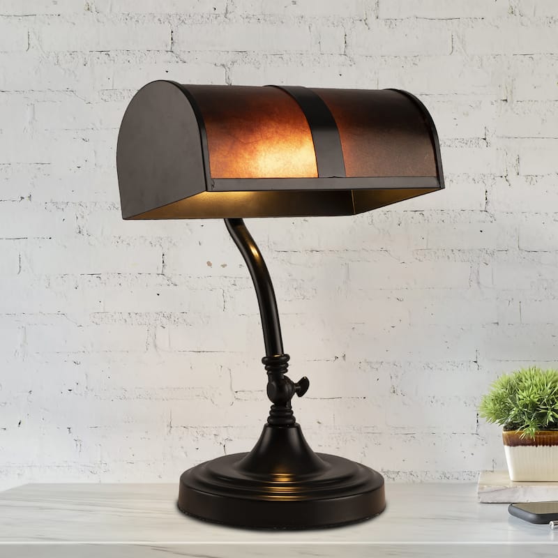 Lavish Home Mission-Style LED Bankers Lamp, Black - Black