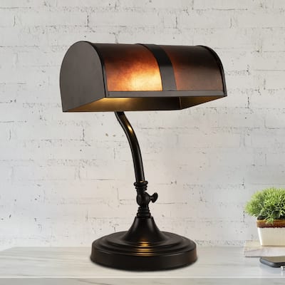 Lavish Home Mission-Style LED Bankers Lamp, Black