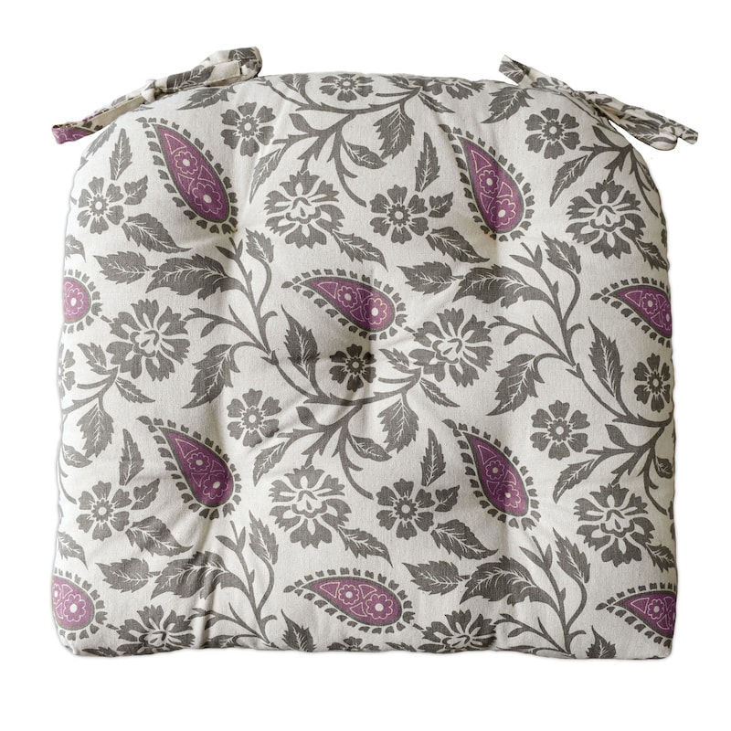 Handmade Floral Cotton Dinning Chair Seat Cushions Pads 16’’x16’’ - 3’’ Thick With Ties (Set of 2)