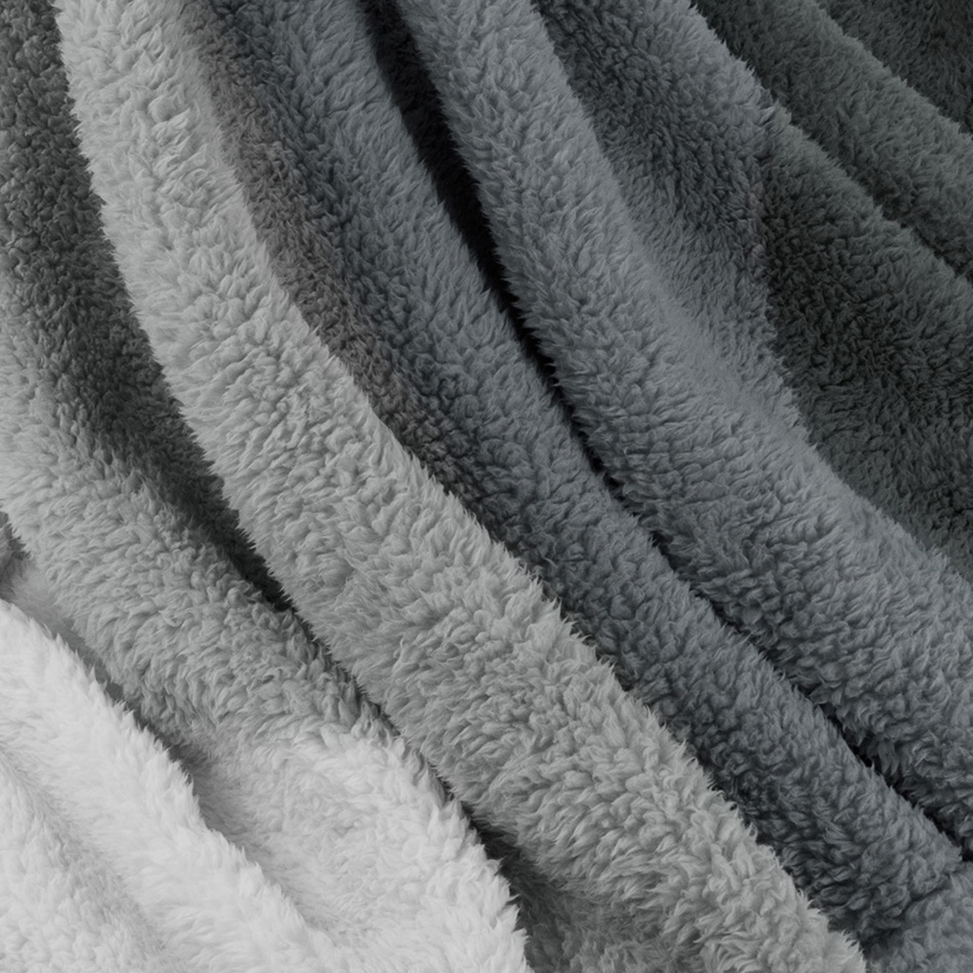 Sherpa Fleece Ombre Throw Blanket Charcoal Grey 60 x 80