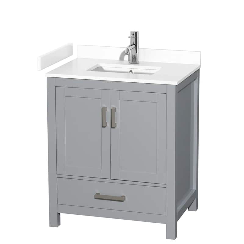 Wyndham Collection Sheffield 30" Single Bathroom Vanity, Carrara - Gray / White Cultured Marble Top / Brushed Chrome