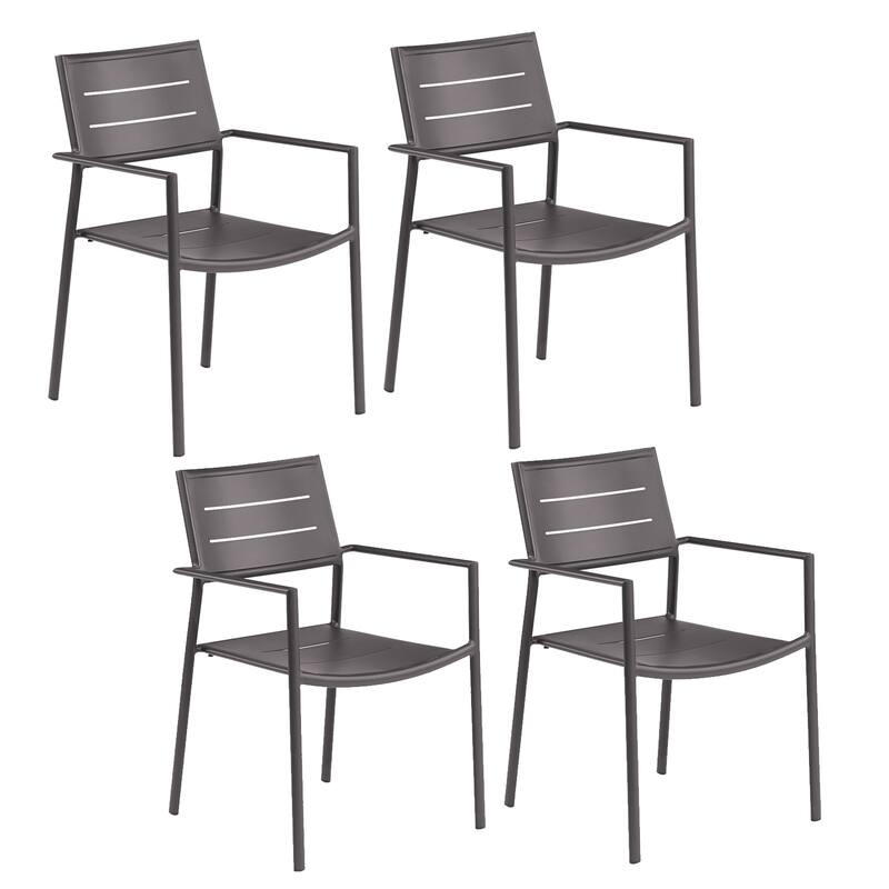 Eila Carbon Aluminum Patio Armchairs Set by Havenside Home