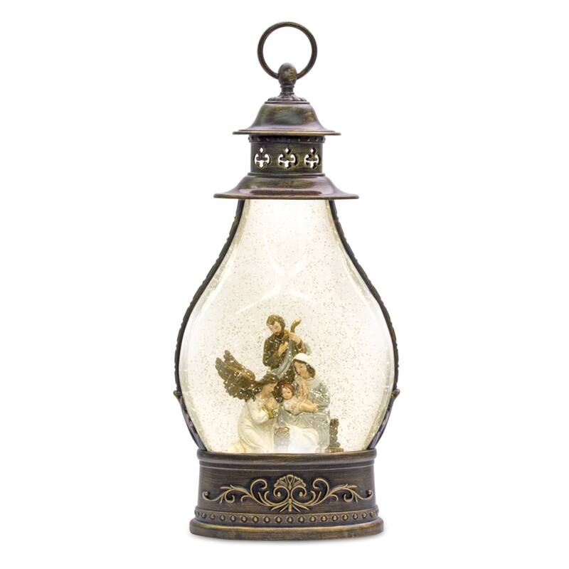 10.5" Holy Family Snow Globe Christmas Lantern - 6-Hour Timer