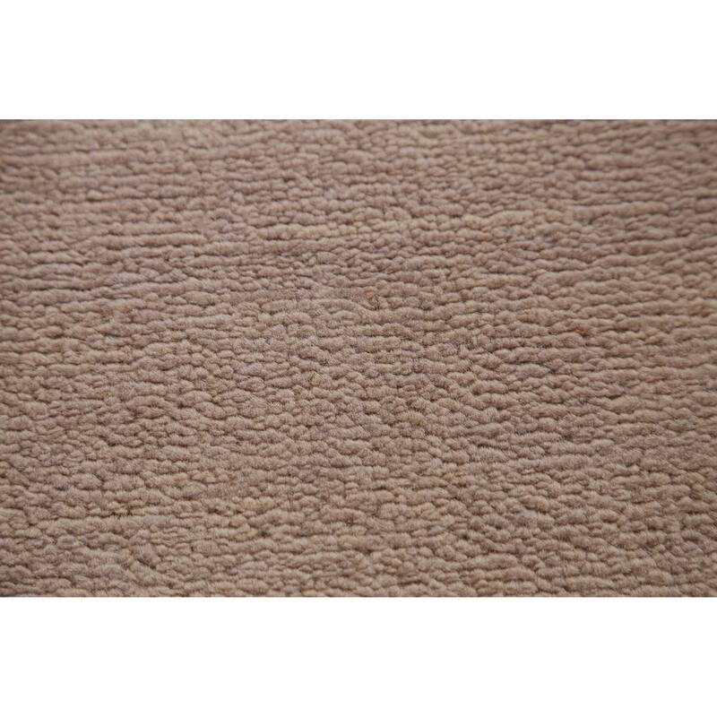 Hand Knotted Oriental 100% Wool Carpet Modern Solid Beige & Ivories Gabbeh Runner Rug - 10' 6'' X 3' 0''