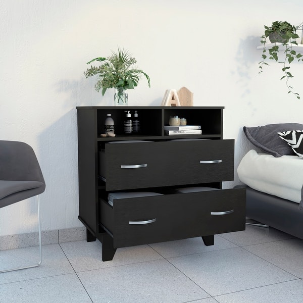 Aaron 2-Drawer 2-Shelf Dresser Black Wengue - Bed Bath & Beyond