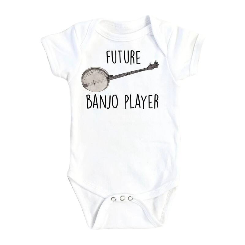 Banjo - Baby Boy Girl Clothes Infant Bodysuit Funny Cute Newborn - White - 6-9M