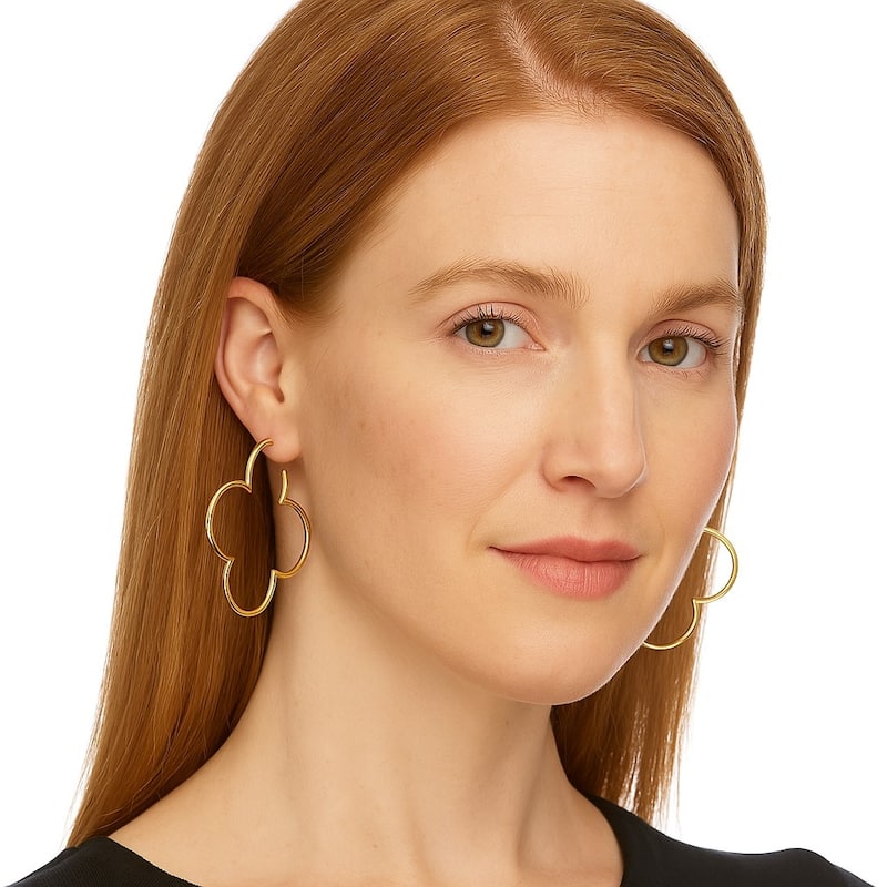 Polished Open Clover Hoop Earrings - 2" long and wide