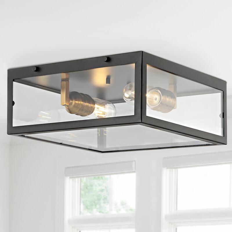 Alma 12" Metal/Glass LED Flush Mount, by JONATHAN Y