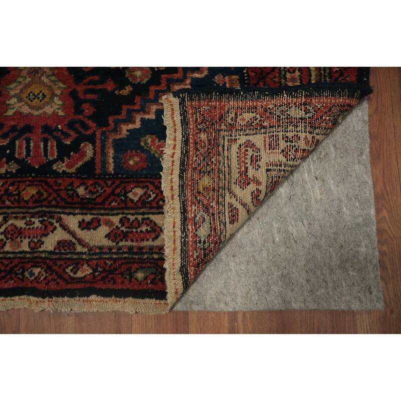 Hand Knotted Oriental 100% Wool Carpet Traditional Floral Navy Blue & Blues Malayer Runner Rug - 6' 6'' X 3' 5''
