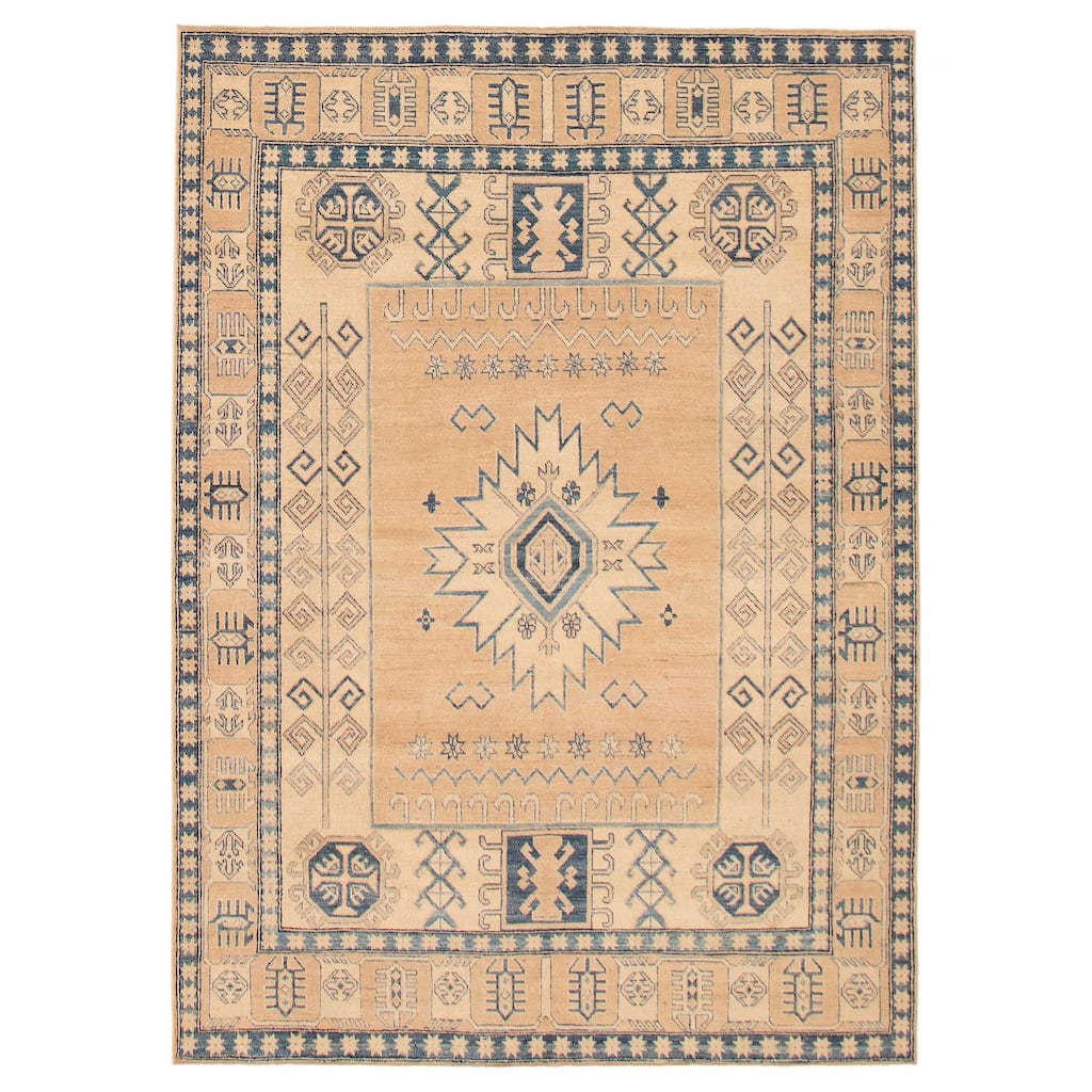 ECARPETGALLERY Hand-knotted Finest Ghazni Tan Wool Rug - 6'5 x 8'10
