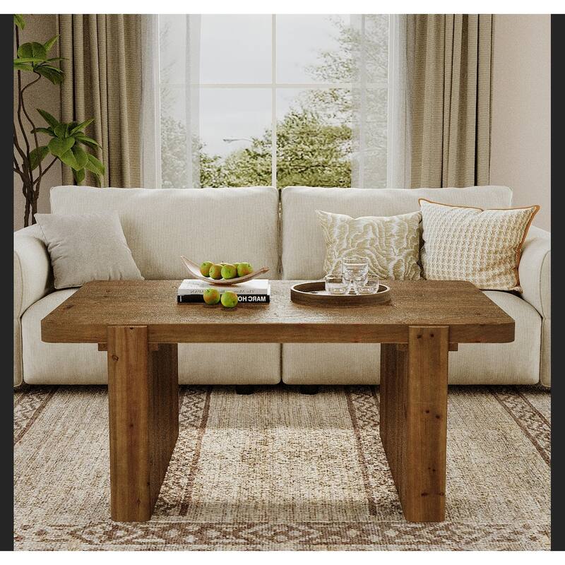 Solid Wood Farmhouse Coffee Table for Living Room