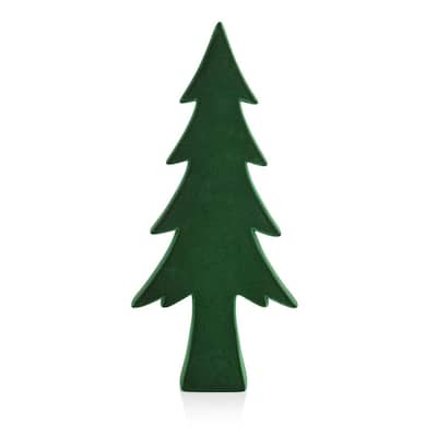 Kazuko 15.25" Green Flocked Ceramic Tree
