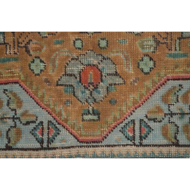 Hand Knotted Oriental 100% Wool Carpet Traditional Medallion Oranges & Rust Tabriz Area Rug - 9' 7'' X 6' 7''