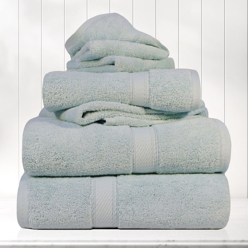 Blue Nile Mills Luxury 6-Piece Egyptian Cotton Towel Set, Thick Absorbent Bathroom Towels