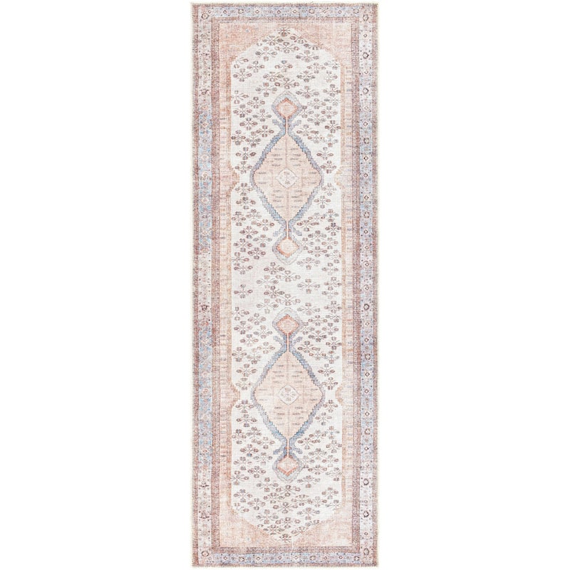 Hauteloom Moora Living Room, Bedroom Machine Washable Area Rug - Aqua, Black, Blush - 2' x 2'11"