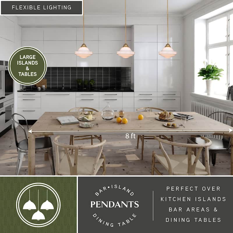 Huntley 1 Light Farmhouse Schoolhouse Pendant White Glass