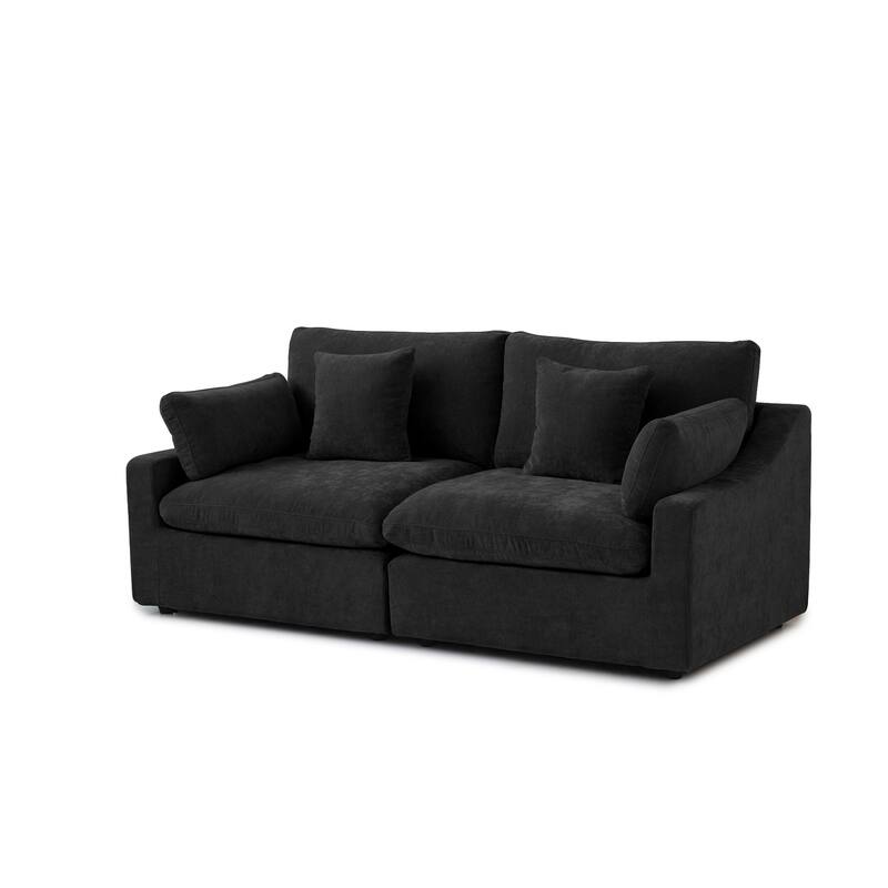 Modern Comfy Linen Sectional Sofa Down Filled Cloud Couch, Loveseat for Apartment