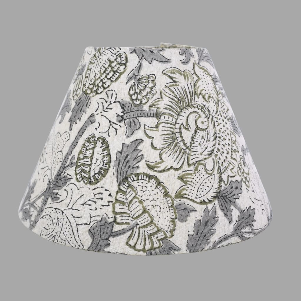 Fabdivine Akash Ganga Handmade Viscose Linen Floral Block Print Lampshade - Traditional Table Lamp Cover for Home Décor