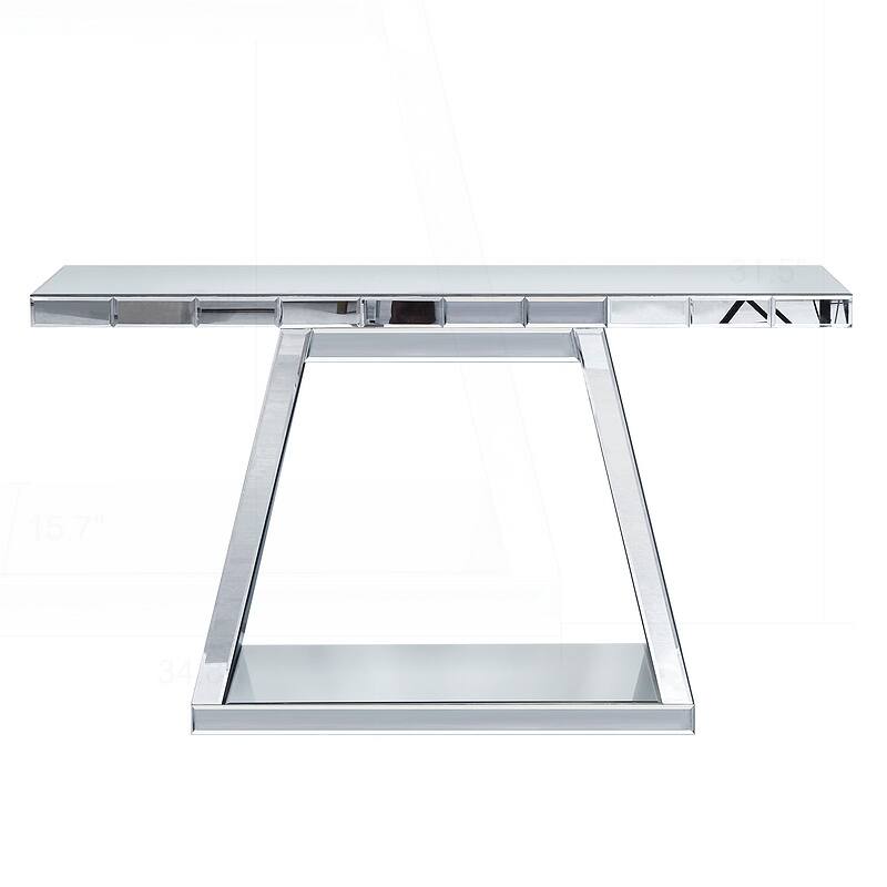 Modern Full-Body Mirror Console Table with Sturdy Construction and Open Storage