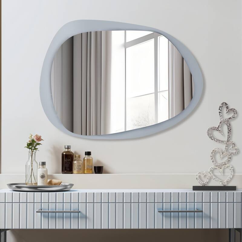 Ahrends Asymmetrical Mirror with Gray Glass Framing - 30H X 22W X 5/8 D
