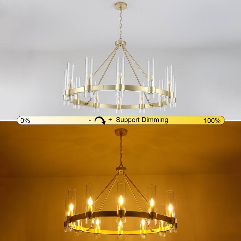 12-Light Farmhouse Wagon Wheel Chandelier